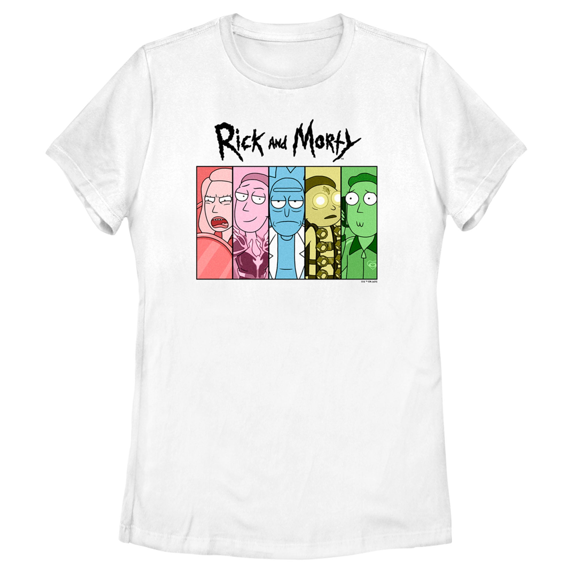 Women’S Rick And Morty Colorful Family Panels T-Shirt