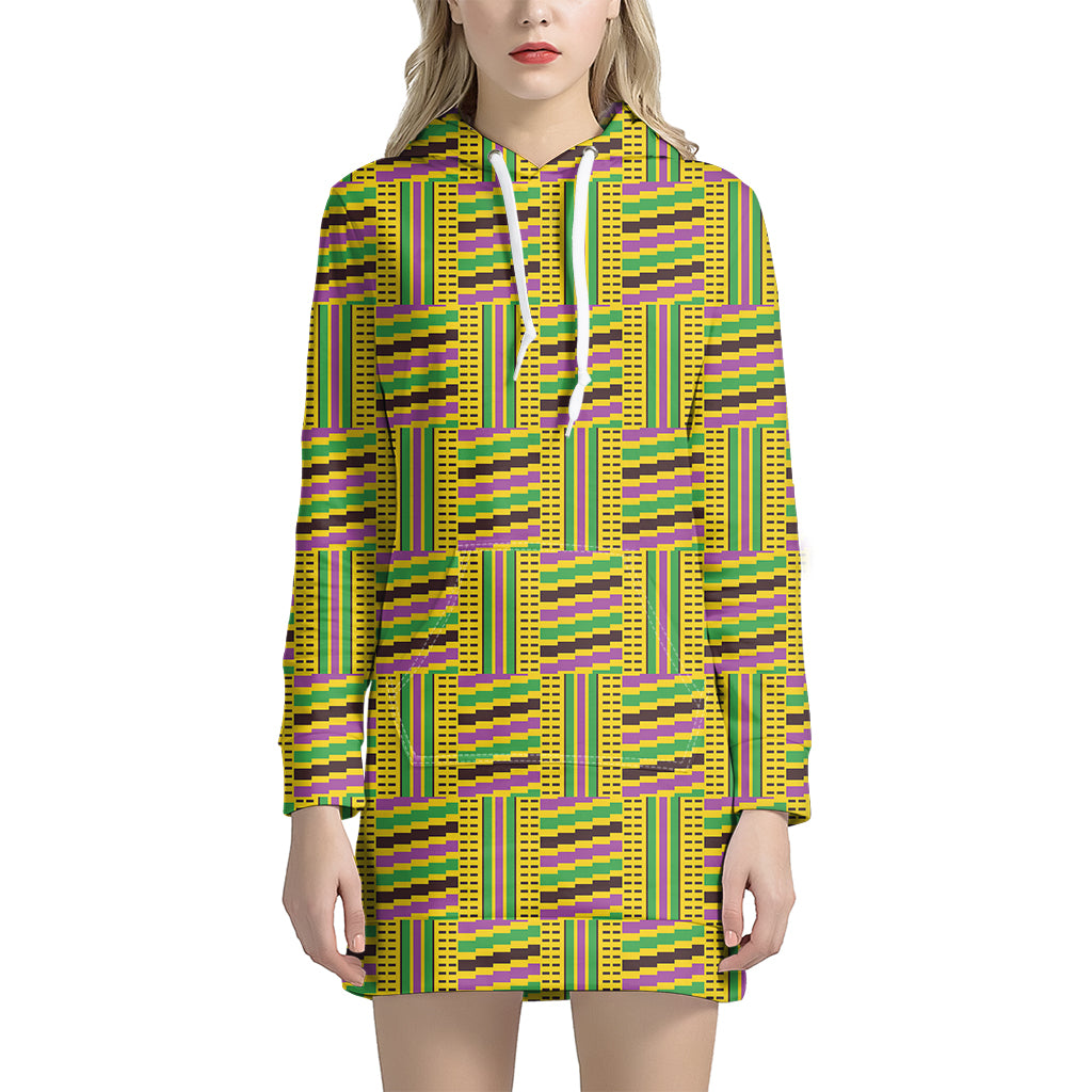 Ghana Kente Pattern Print Women’S Pullover Hoodie Dress