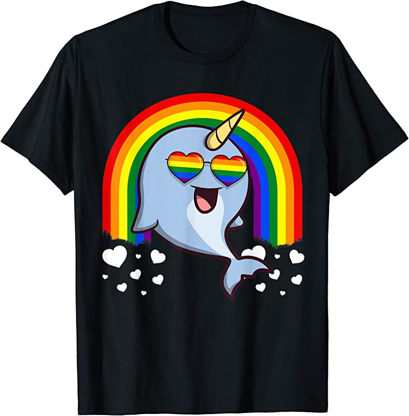 LGBT Narwhal Whale Gay Pride Rainbow LGBTQ Cute Gift T-Shirt