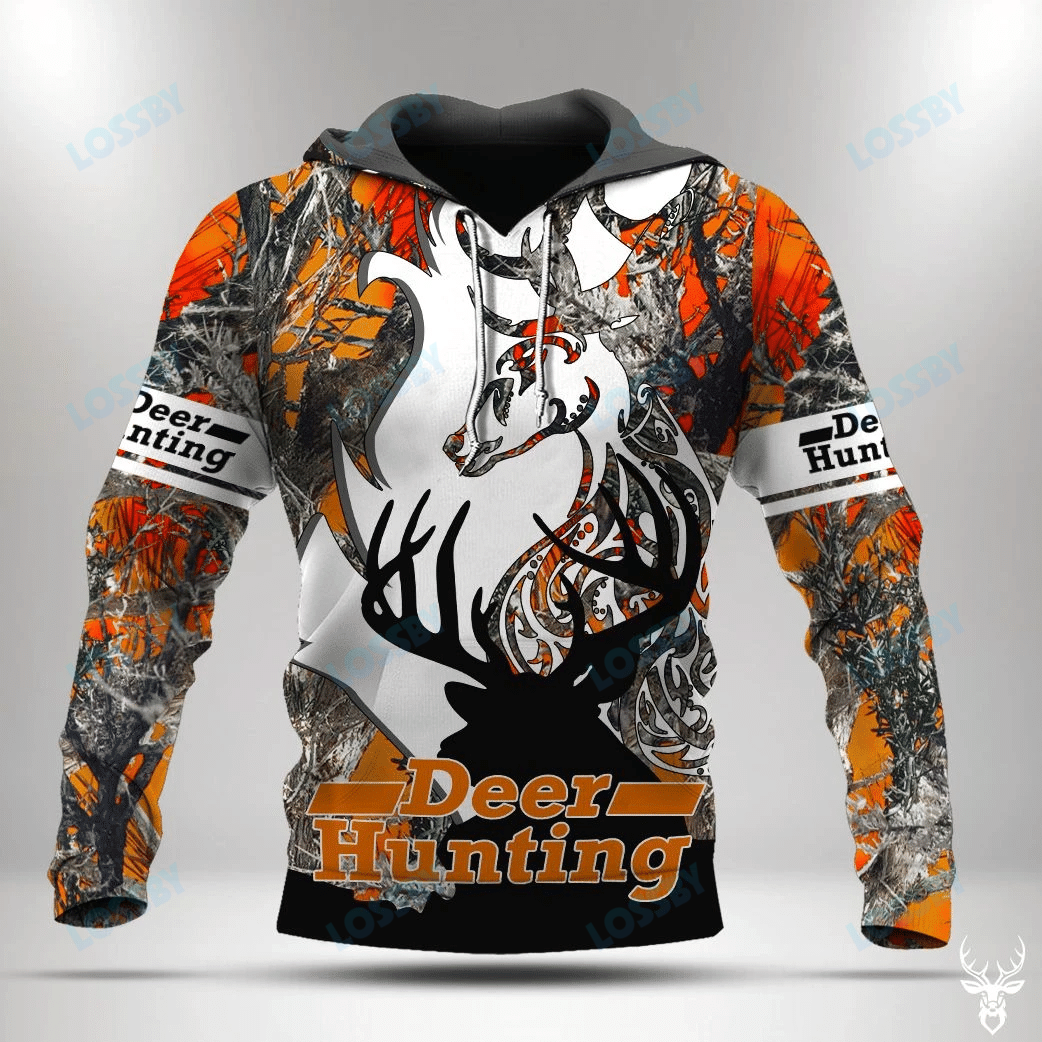 Awesome Orange Deer Hunting 3D All Over Print Hoodie