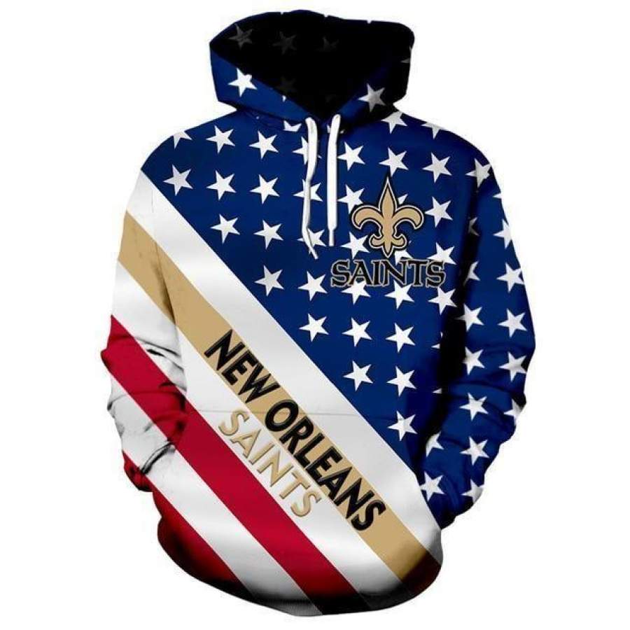 American Flag New Orleans Saints Hoodie Unisex 3D All Over Print