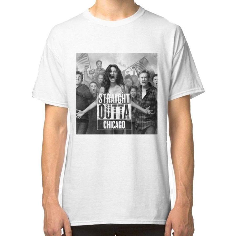 Funny T Shirts Tv Show Shameless Straight Outta Poster Printed White Tee Fashion Men'S Style T-Shirt
