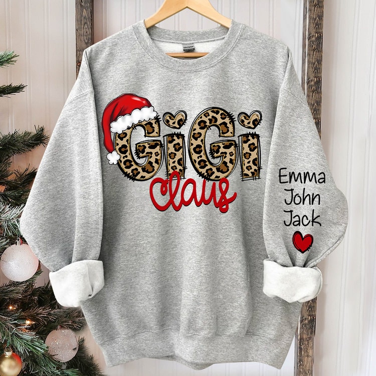 Custom Gigi Claus Sweatshirt, Christmas Grandma Claus Sweatshirt, Custom Nana And Grandkids Sweatshirt, Gifts For Mimi Nana, Gigi Crewneck