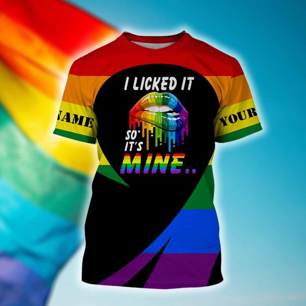 Custom Name Lesbian Couple Shirts I Licked It So It’S Mine, Gift For Gay Men, Gay Pride Shirt