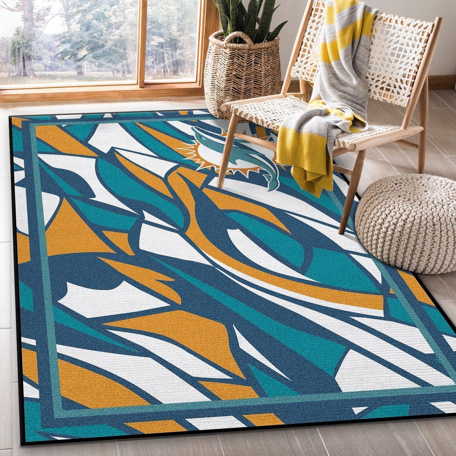 Miami Dolphins Rug Football Rug Floor Decor The Us Decor