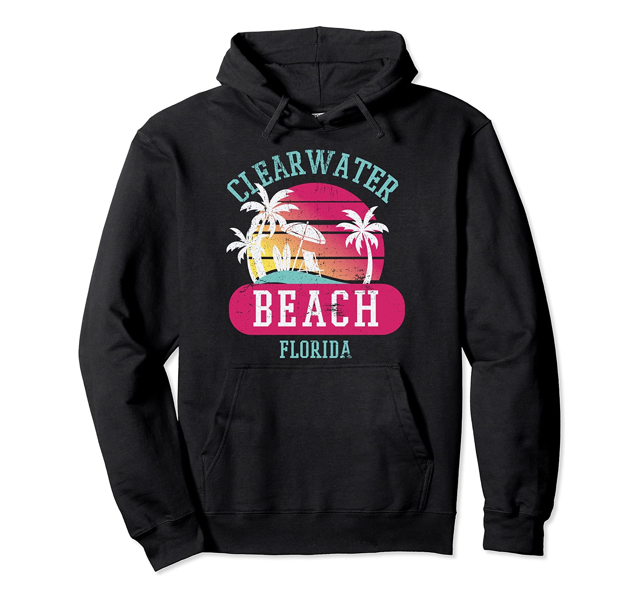 Retro Cool Clearwater Beach Original Florida Sunset Beaches Pullover Hoodie