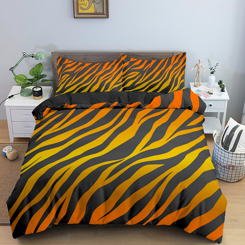 Bedclothes Psychedelic Tiger Or Zebra Skin Printing Bedding Set Single Duvet Cover With Pillowcase