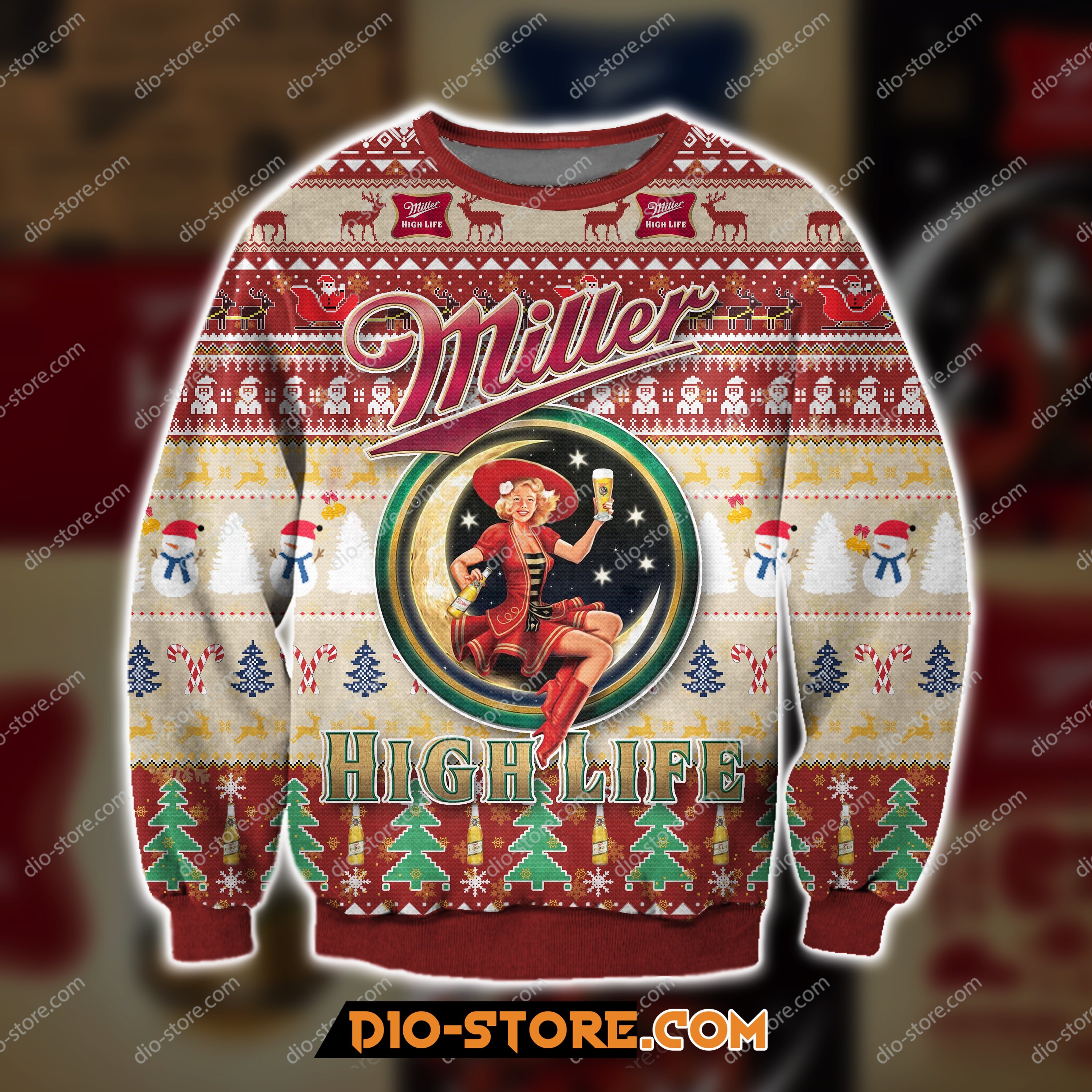 3D All Over Print Miller High Life Beer Ugly Christmas Sweater Hoodie All Over Printed Cint10313 Thanksgiving Day 2022 Gift