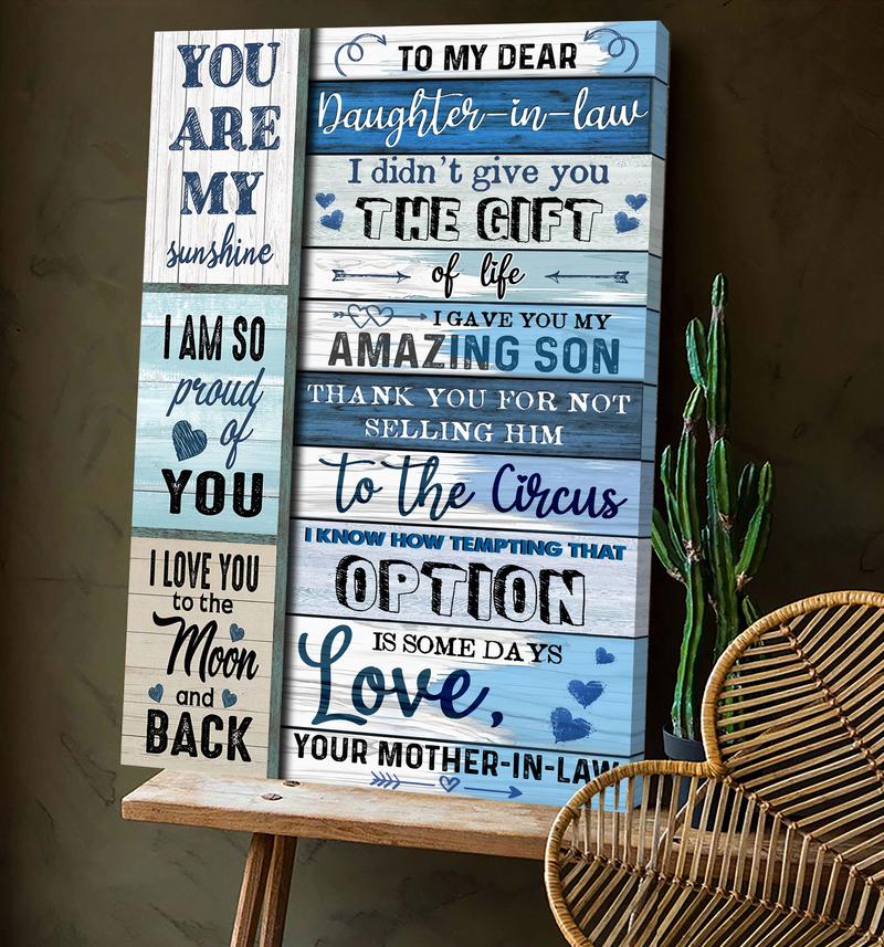 To My Daughter-In-Law Premium Canvas Wall Art