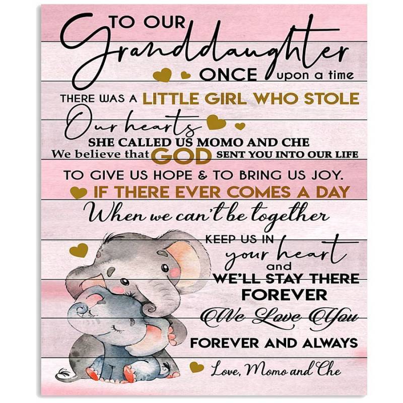 Lovely Elephant Messages From Momo And Che To Granddaughter Vertical Poster