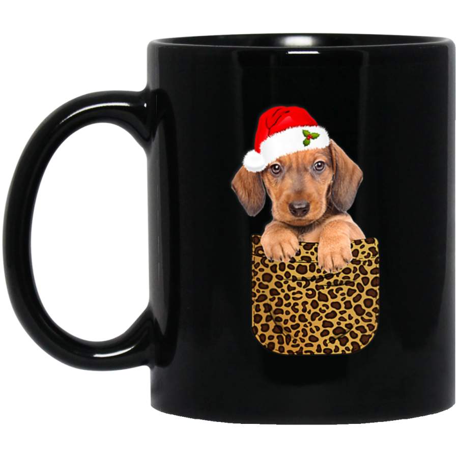 Dachshund Dog in Leopard Print Pocket Cute Doxie Mom Clothes Mug