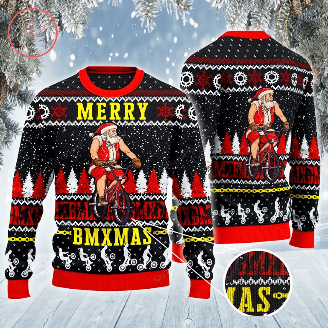 Santa Merry Bmxmas Ugly Christmas Sweater