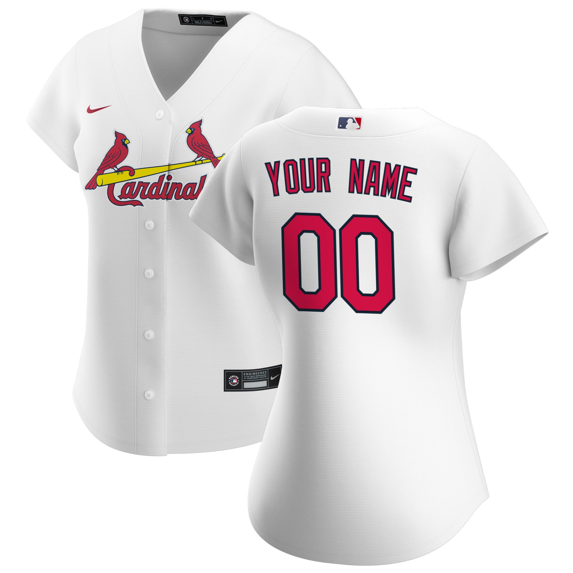 Women’s St. Louis Cardinals White Home Custom Jersey