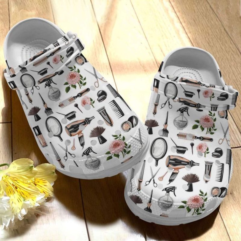 Woman Barber Shop Cartoon Set Shoes – Cute Hairdresser Shoes Crocbland Clog Gifts For Woman Haircut