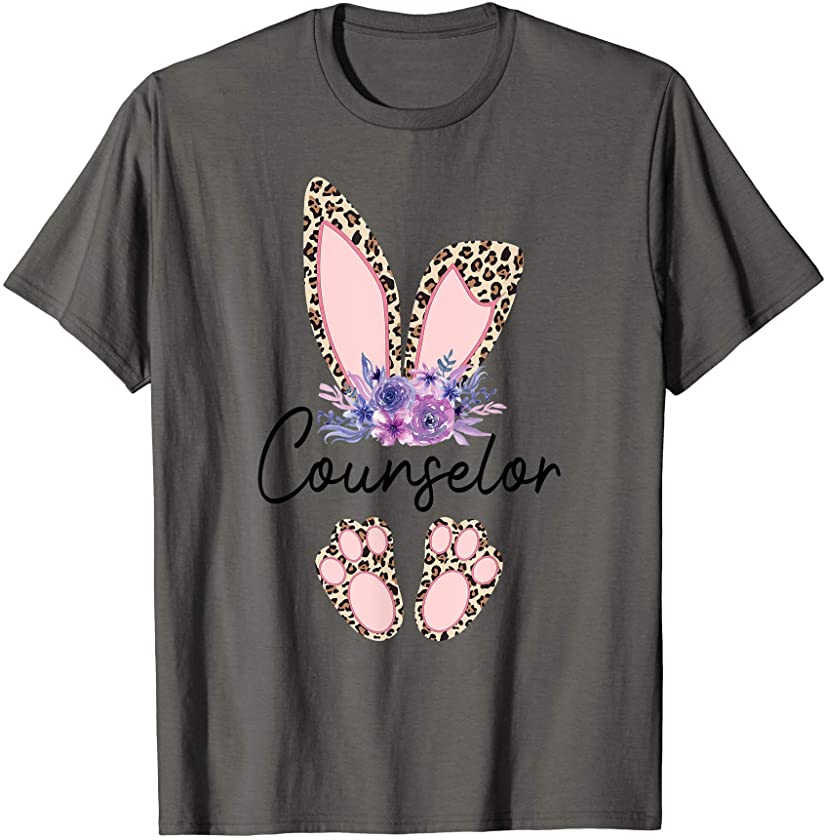 Leopard Flora Bunny Counselor Funny Counselor Easter Day T-Shirt