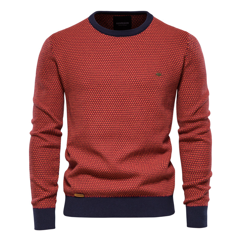 Sweater Men Casual Round Neck Solid Color Knitted Sweater for Men Warm Pullover Cotton High Quality Fashion Sweater Euro Size alx