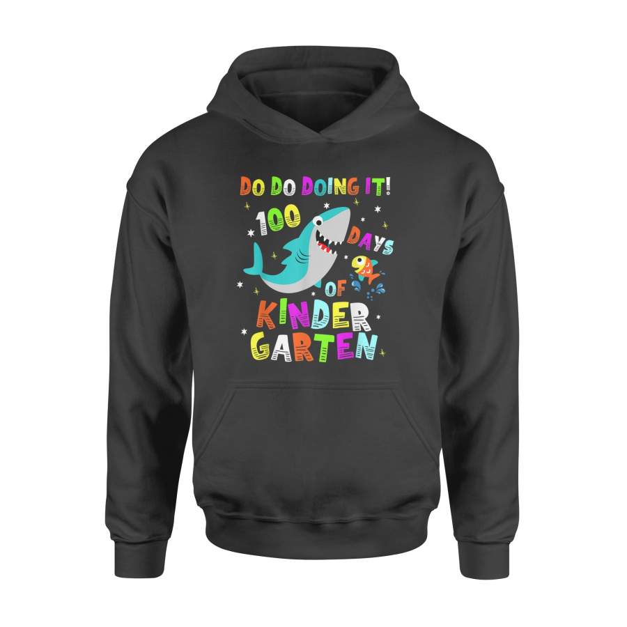 100 Days Of Kindergarten Shirt Shark Teacher Boys Girls T Shirt – Standard Hoodie