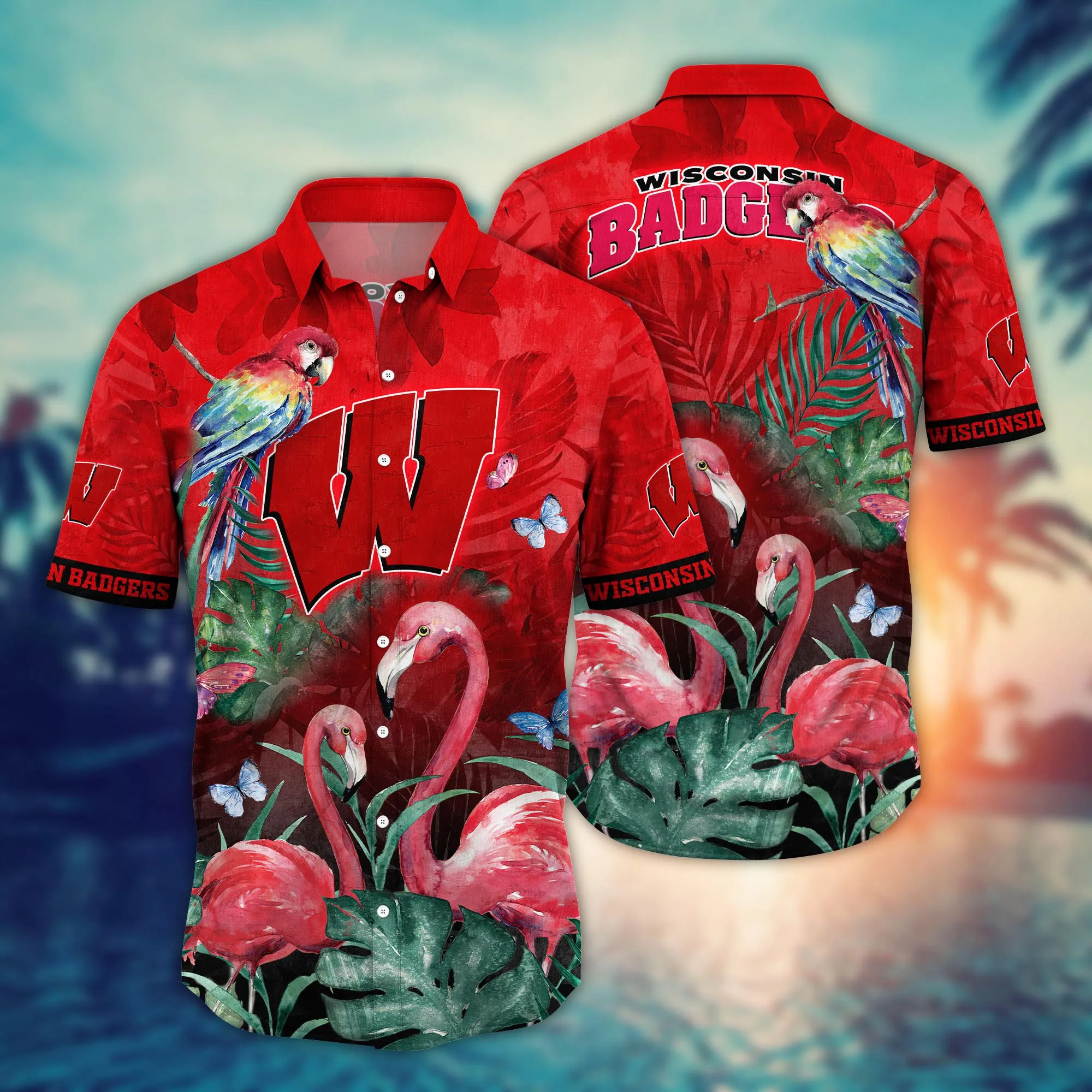 Wisconsin Badgers NCCA Hawaiian Shirt Sunsets Aloha Shirt