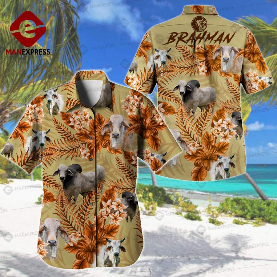 Brahman Cattle Printed Hawaiian Shirt Lxo Ha96501