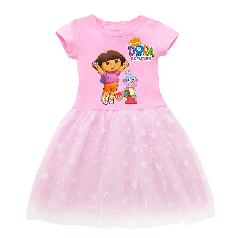 2021 New Summer Girls Dora Dress Birthday Party Princess Dress Halloween Christmas Costume Children Toddler Children days Dress alx