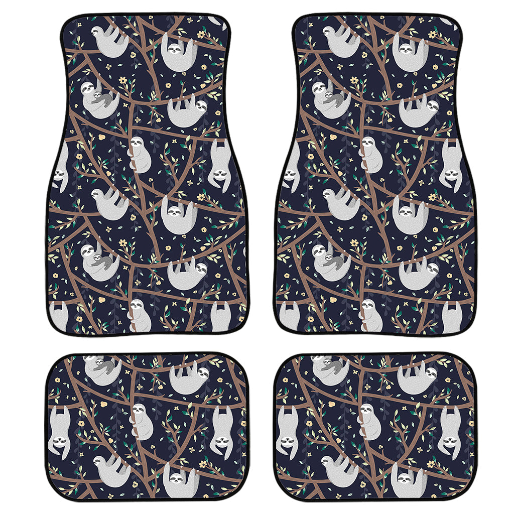 Sloth Family Pattern Print Front And Back Car Floor Mats, Front Car Mat