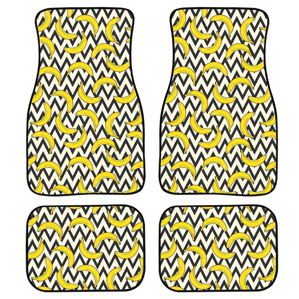 Zigzag Banana Pattern Print Front And Back Car Floor Mats, Front Car Mat