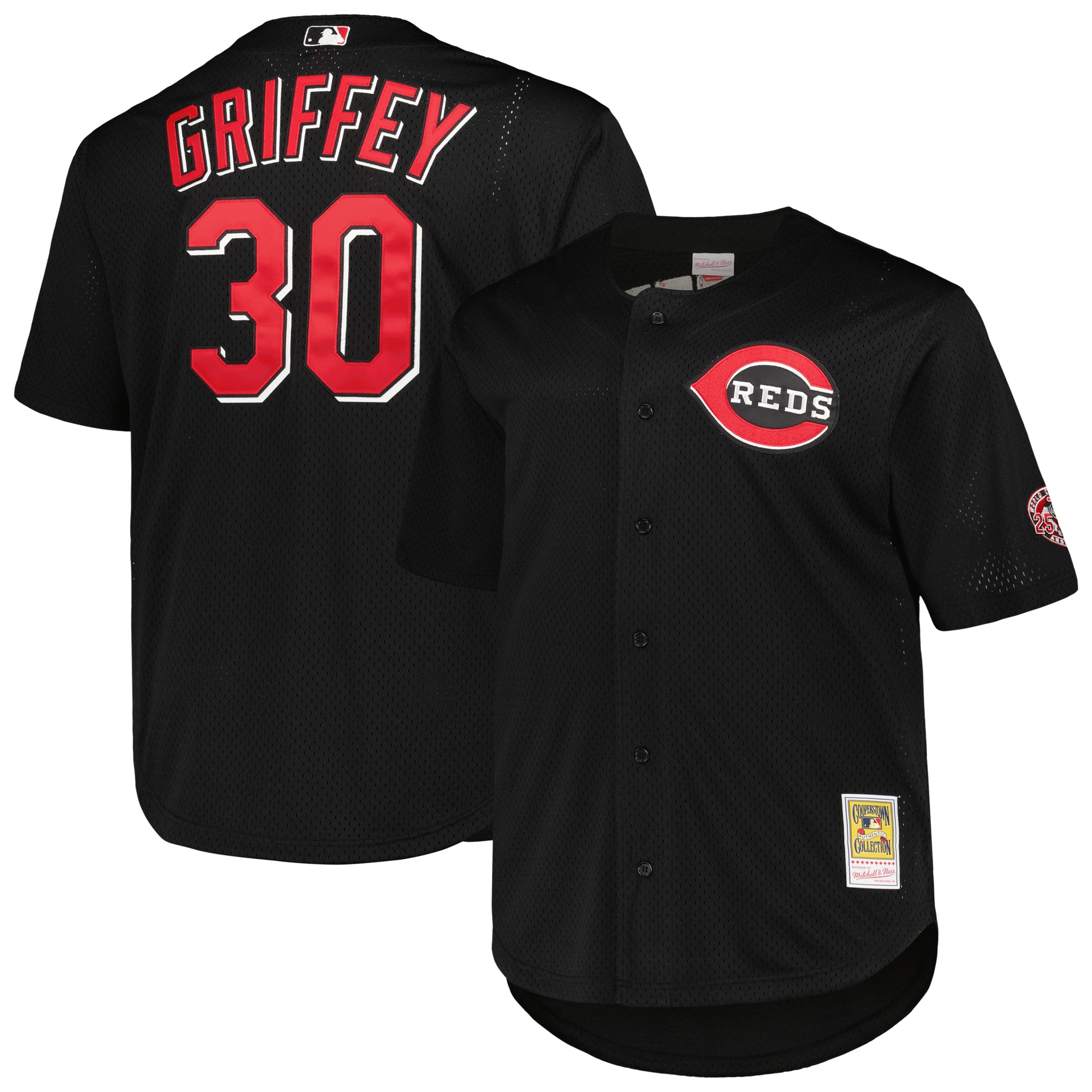 Ken Griffey Jr. Cincinnati Reds Mitchell & Ness Big & Tall Cooperstown Collection Batting Practice Replica Jersey – Black