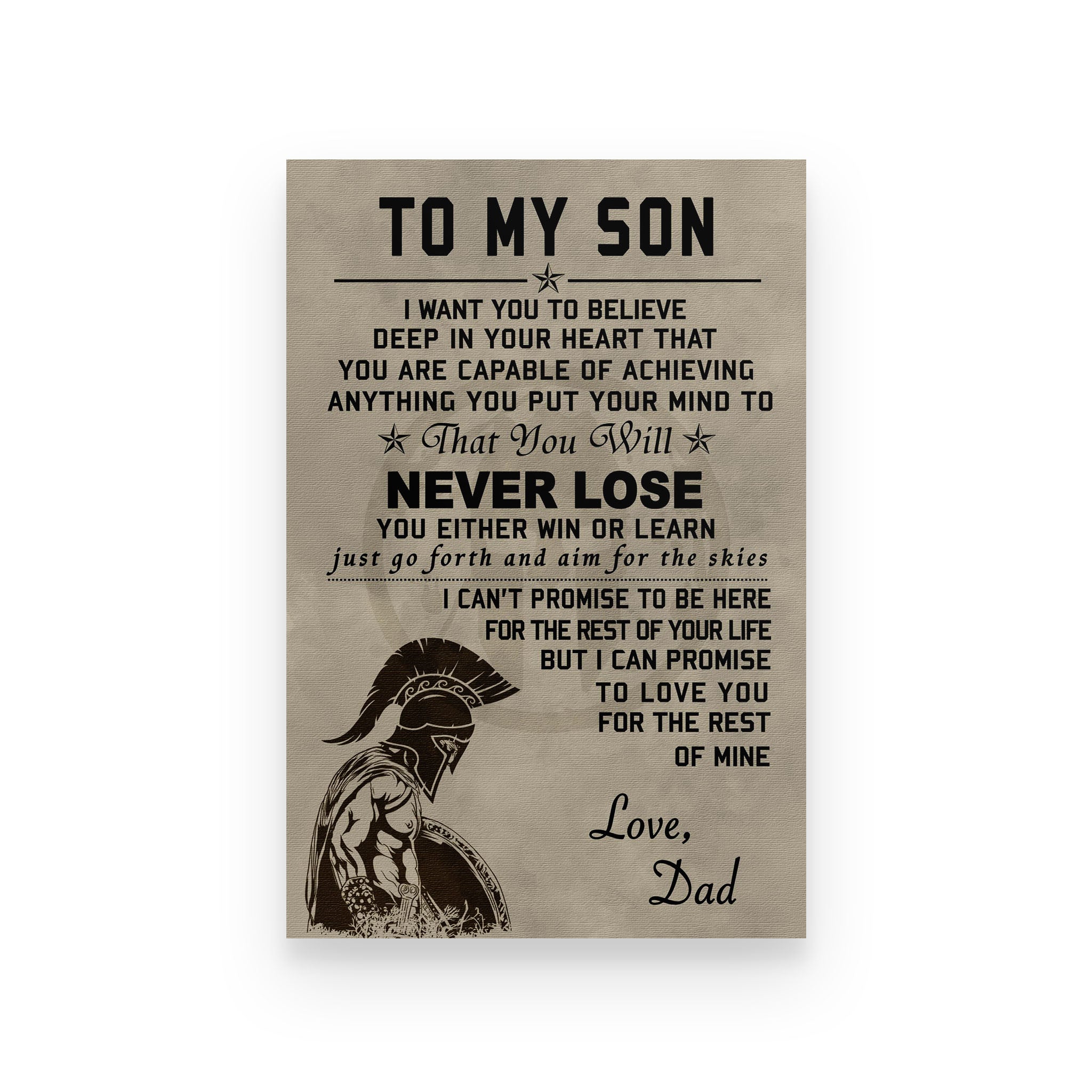 spartan poster dad to son never lose