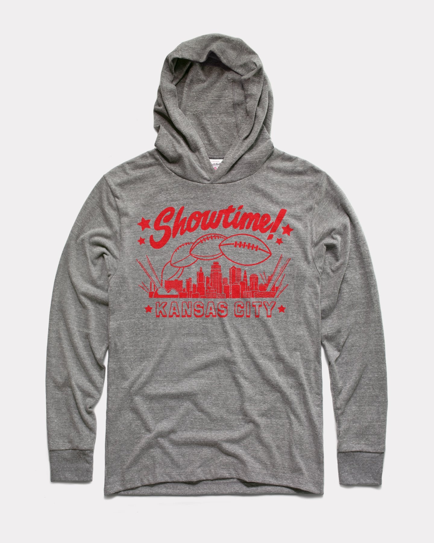 Vintage Showtime Kansas City Arrowhead Playoffs Grey Lightweight Hoodie Sweatshirt