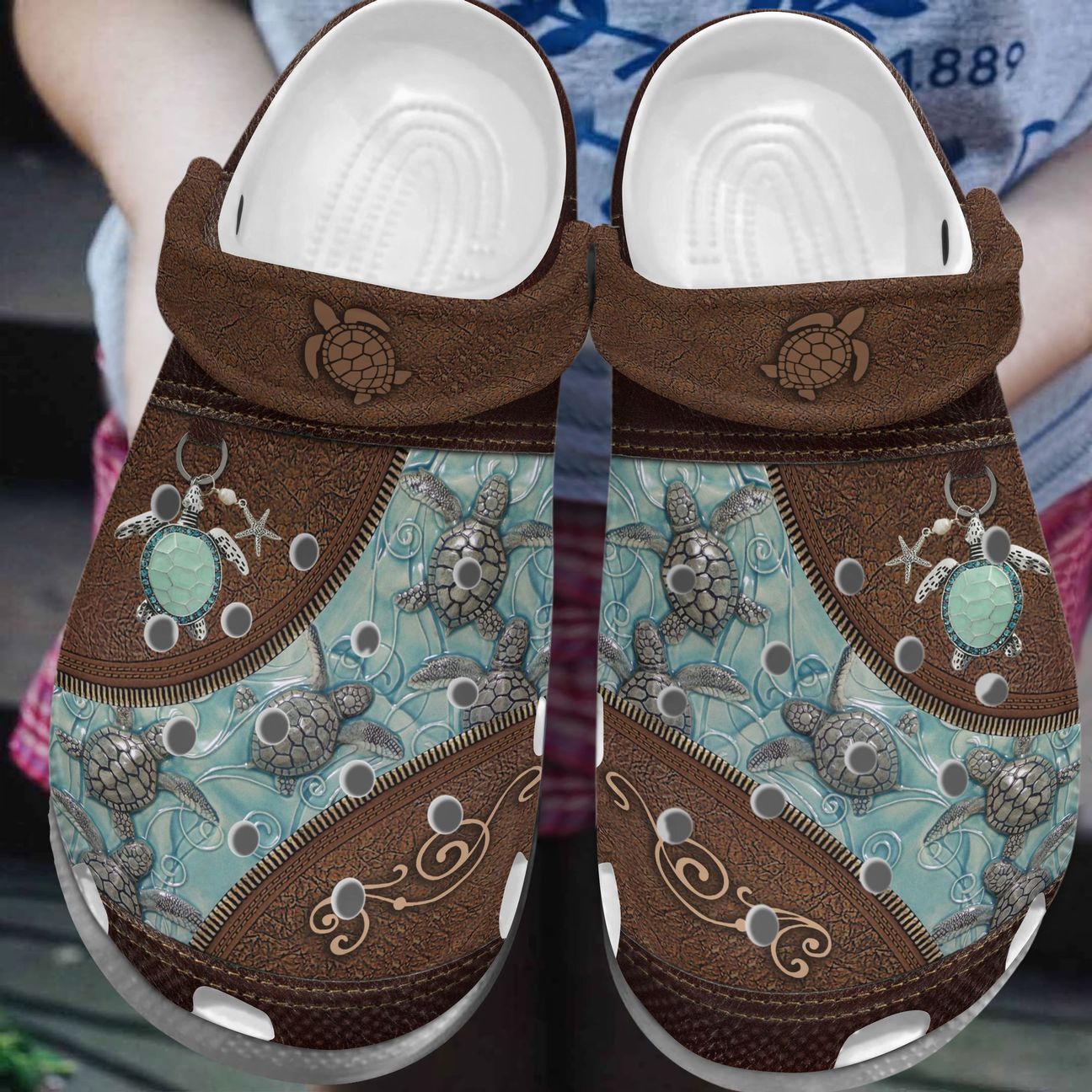 Turtle Personalize Clog, Custom Name, Text, Fashion Style For Women, Men, Kid, Print 3D Whitesole Beautiful Turtles