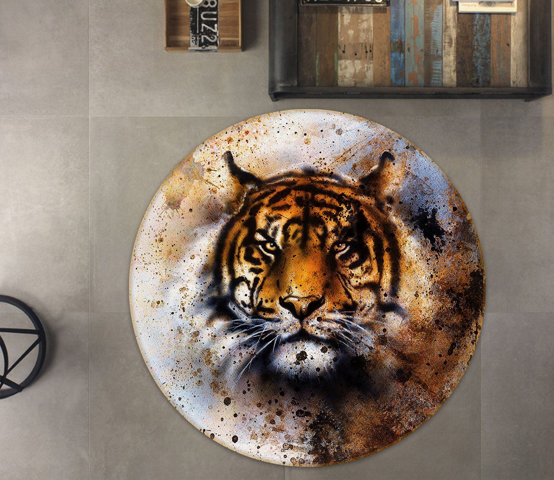 3d Tiger Staring At You Round Rug Home Decor