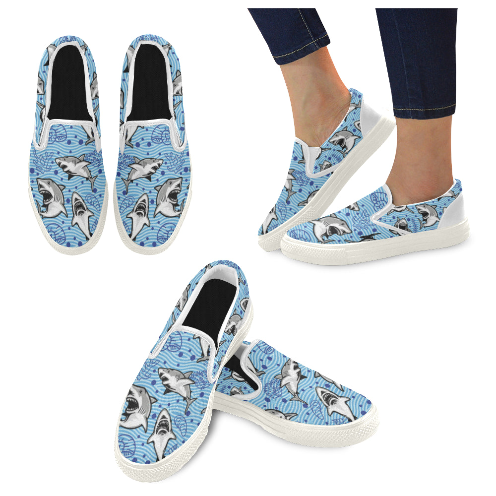 Shark White Women’s Slip-on Canvas Shoes