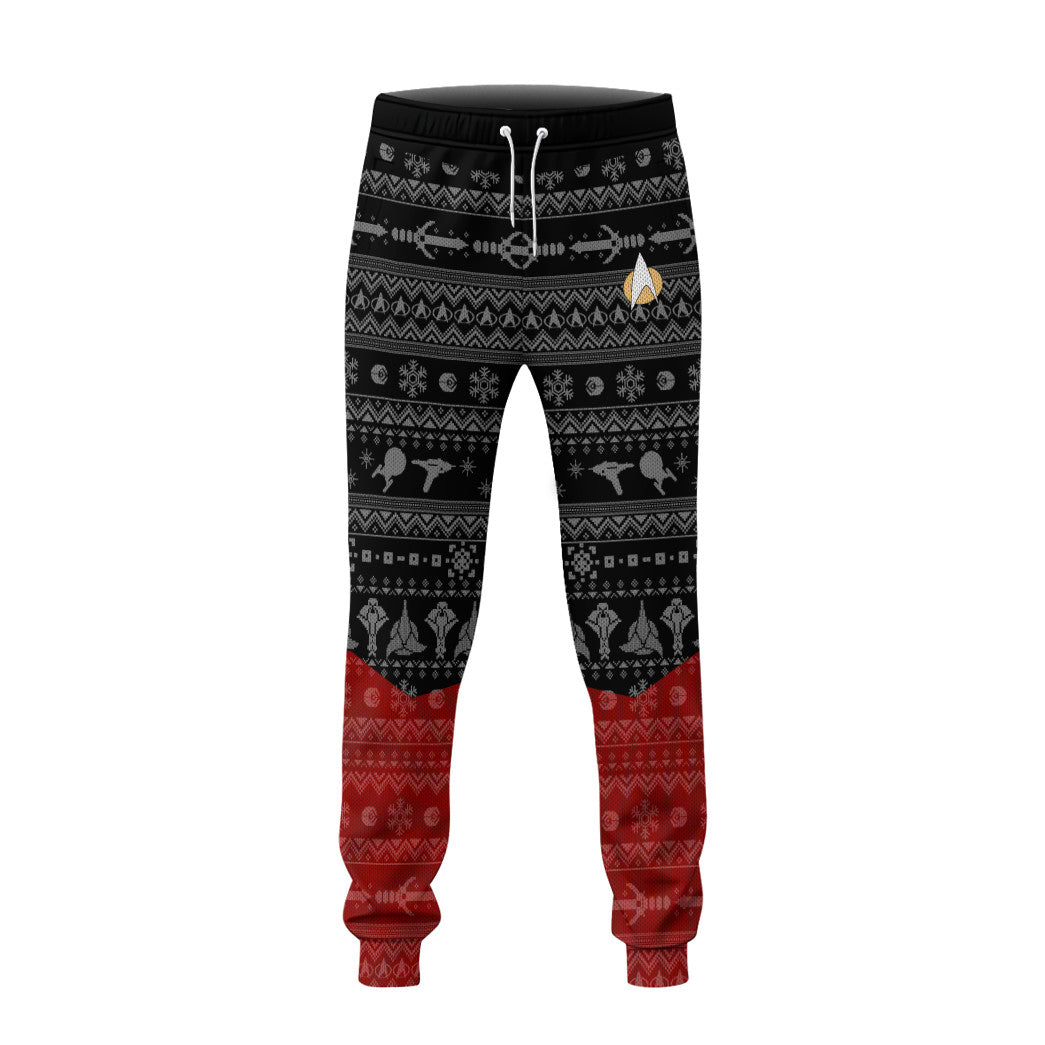 3D S.T The Next Generation 1987 Red Ugly Christmas Custom Sweatpants