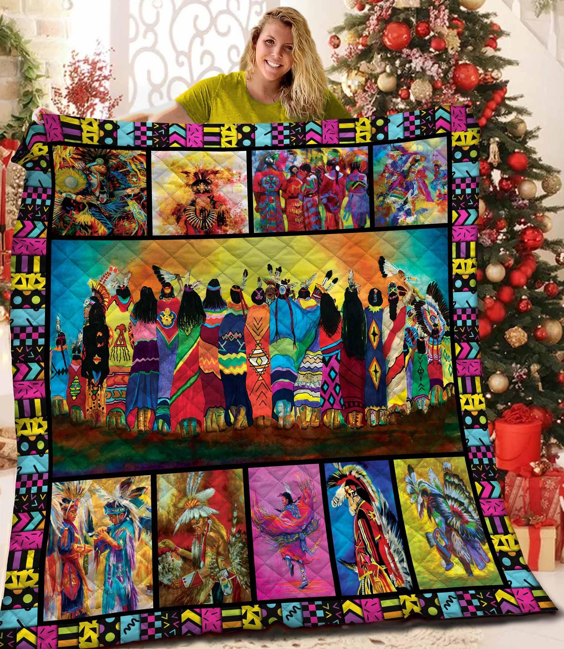 Pow Wow Pow Wow Lover Quilt Blanket Christmas Christmas Gifts Merry Christmas Holiday Gifts Gift Dhc03011152Dd