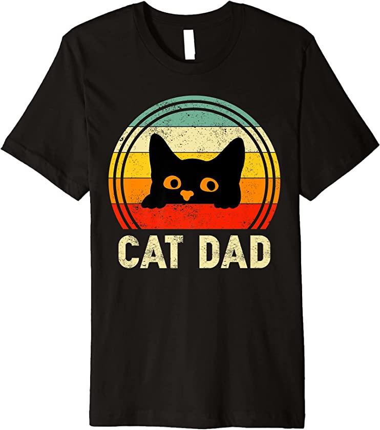 Retro Vintage Cat Dad Black Kitten Kitty Father’s Day Men Premium T-Shirt