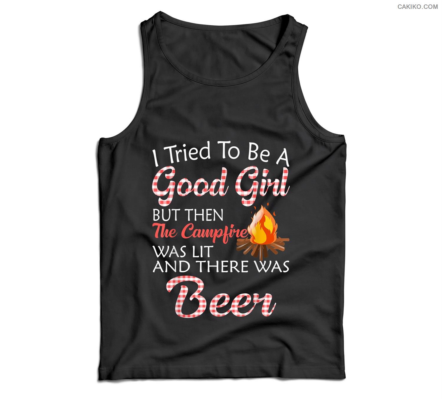 I Tried To Be A Good Girl But Campfire And Beer Camping Men Tank Top
