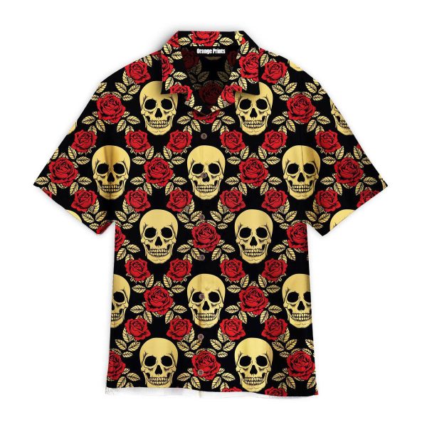 Roses And Skulls Pattern Hawaii Shirt For Men Women Ha50156