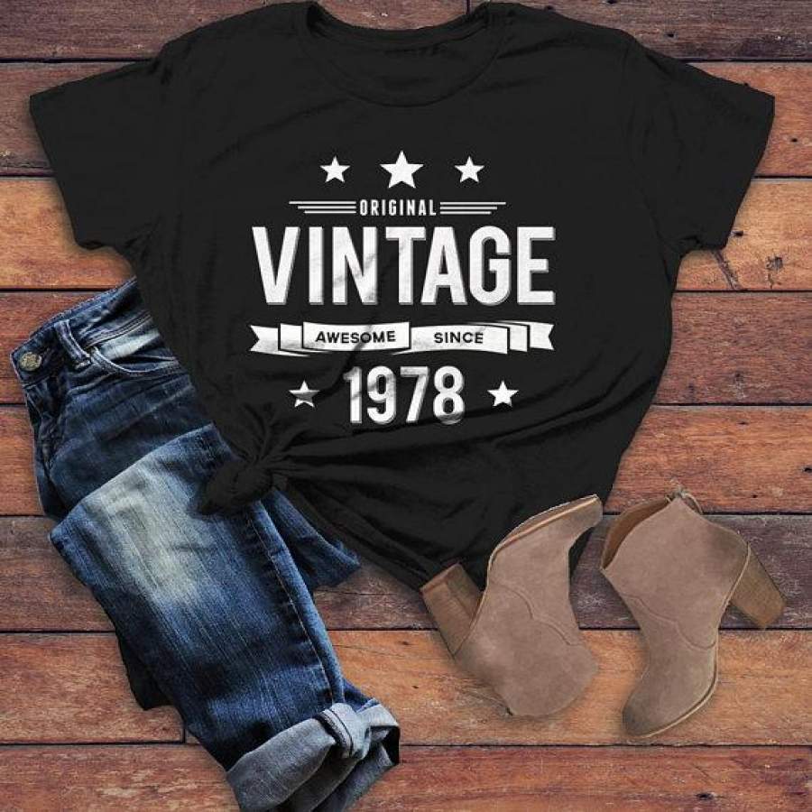 Women’s 40th Birthday T Shirt Original Vintage Shirt Awesome Since 1978 Tshirt