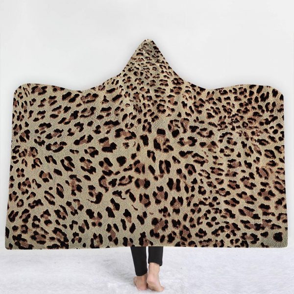 Animal Hooded Blankets – Animal Series Leopard Pattern Icon Yellow Fleece Hooded Blanket