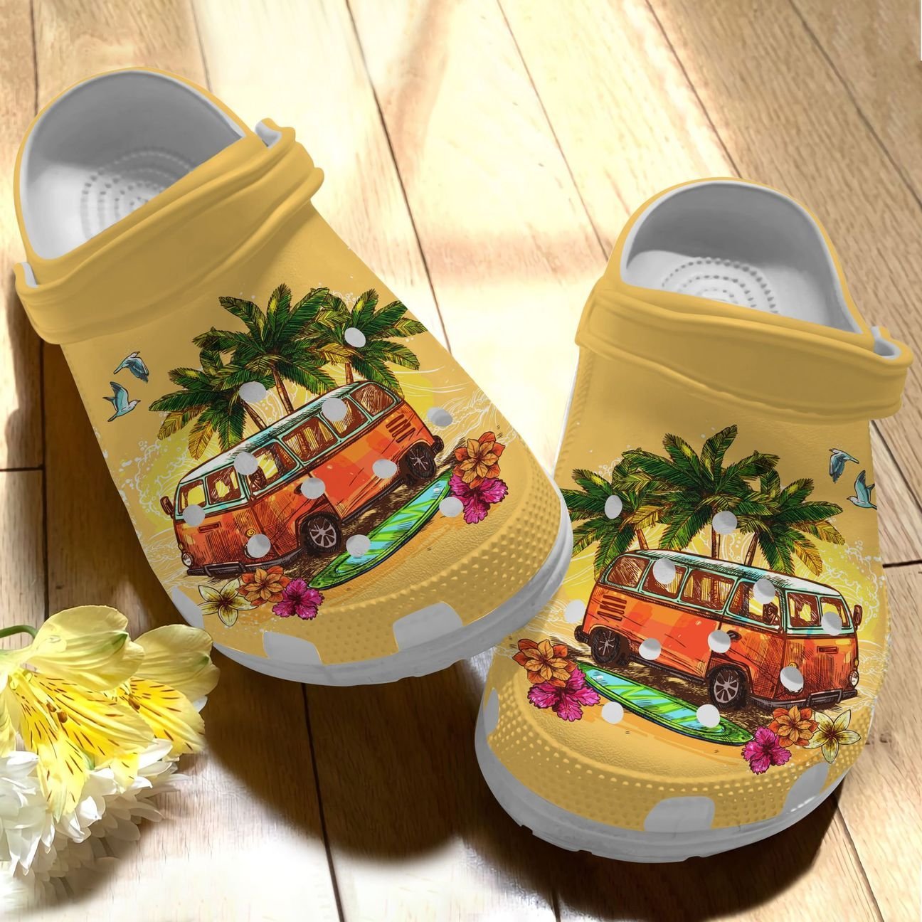 Hippie Personalize Clog, Custom Name, Text, Fashion Style For Women, Men, Kid, Print 3D Whitesole Summer Vibe