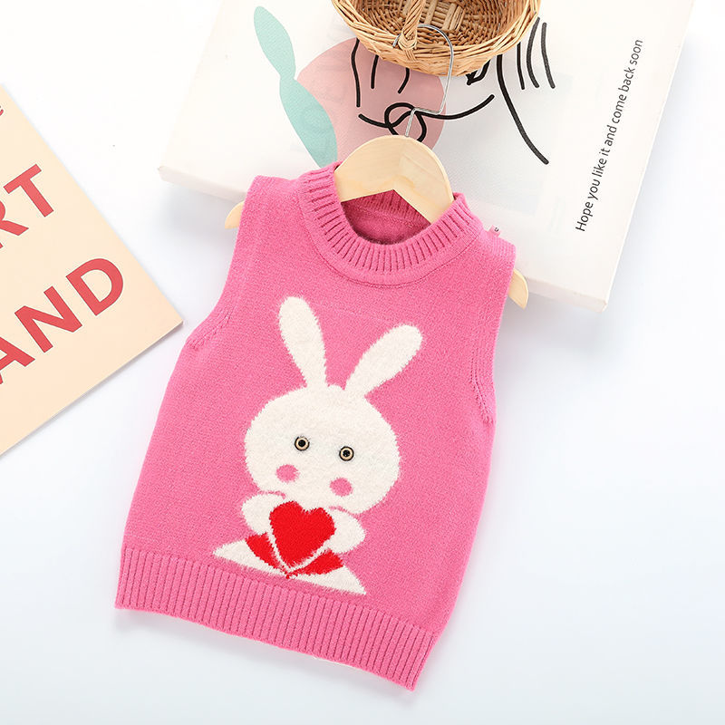 1-5 Kids Boys and Girls Vest Sweater Cute Sweater Cartoon Knit Sweater Vest Cute Little Children Tops Kids Fall Outfits alx