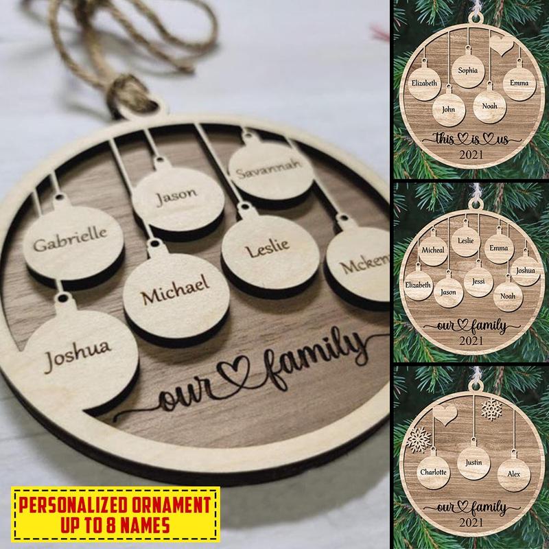 Christmas Ornaments 2021 Personalized Family Xmas Wood Xmas Ornament