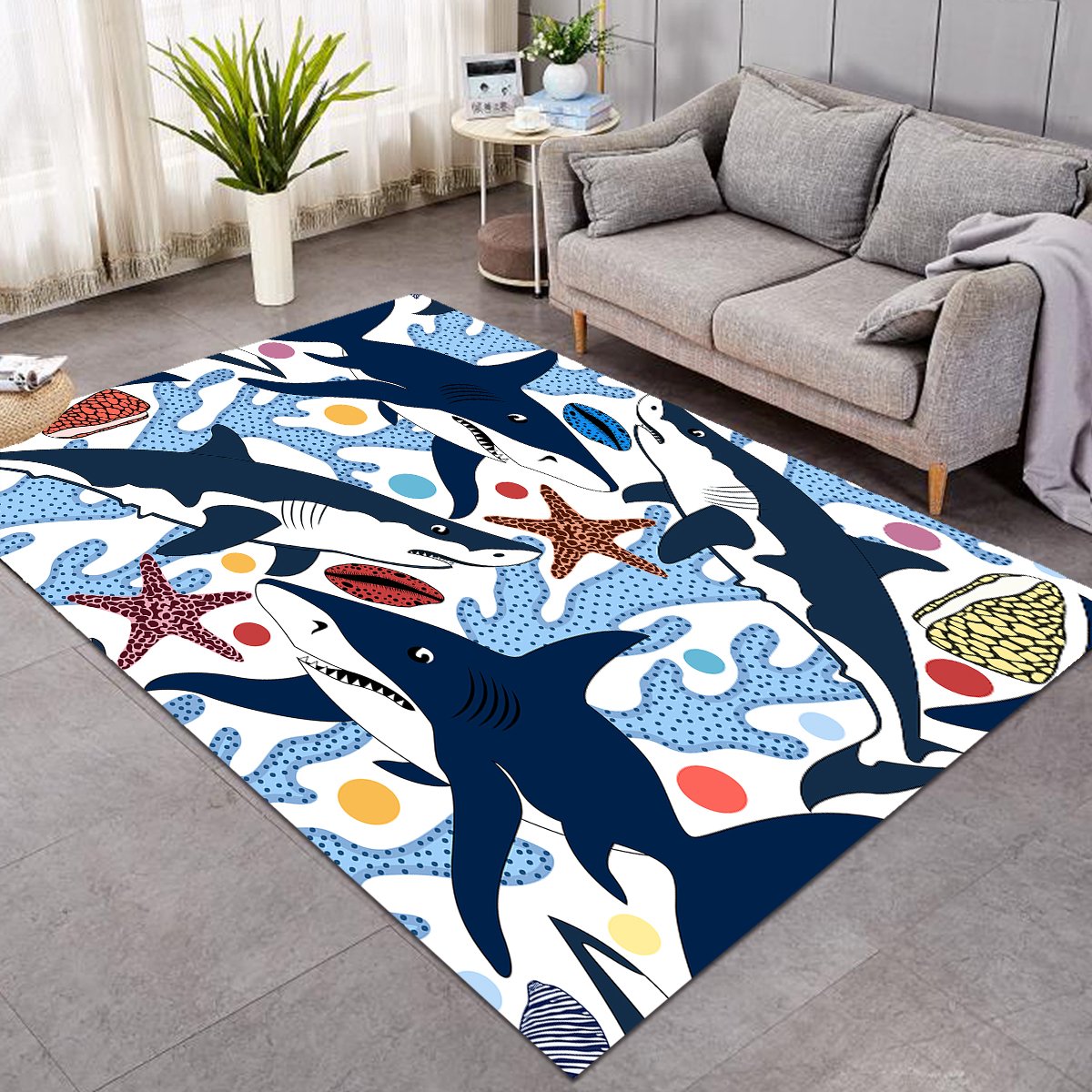 Corals & Sharks Door Pink SW0094 Rug