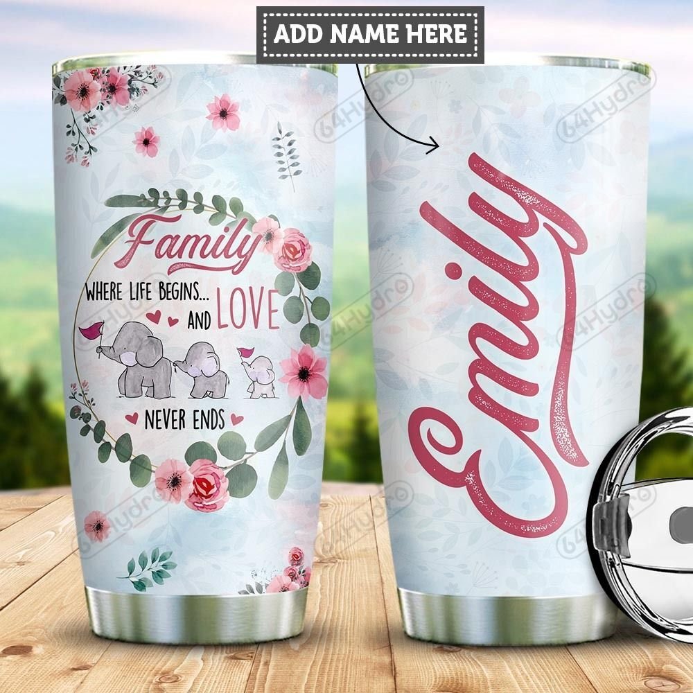 Personalized Elephant Family Pyz1510013 Stainless Steel Tumbler