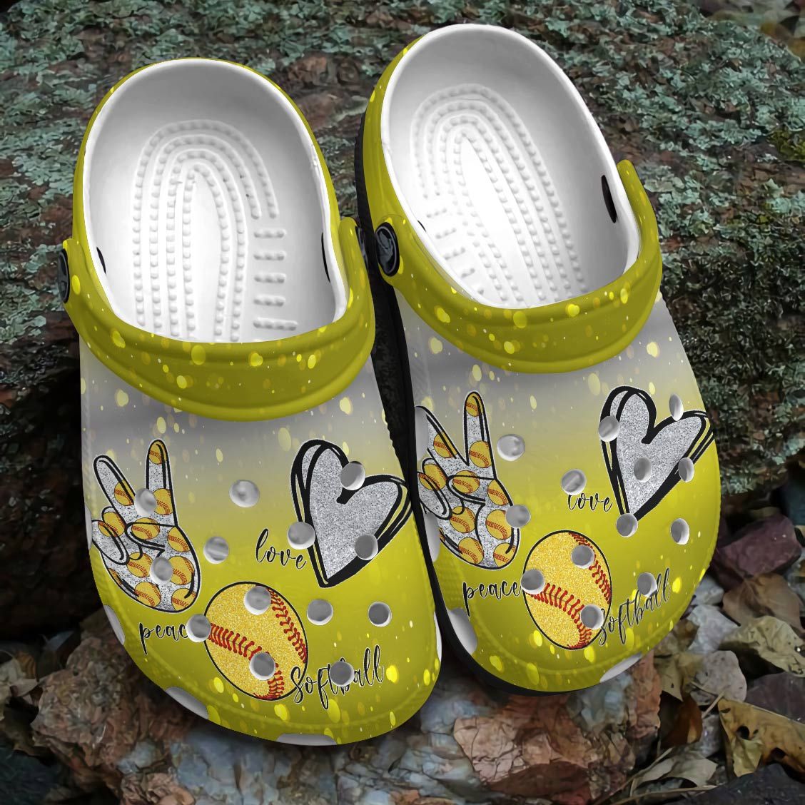 Softball Personalized Clog, Custom Name, Text, Color, Number Fashion Style For Women, Men, Kid, Print 3D Love Peace Softball