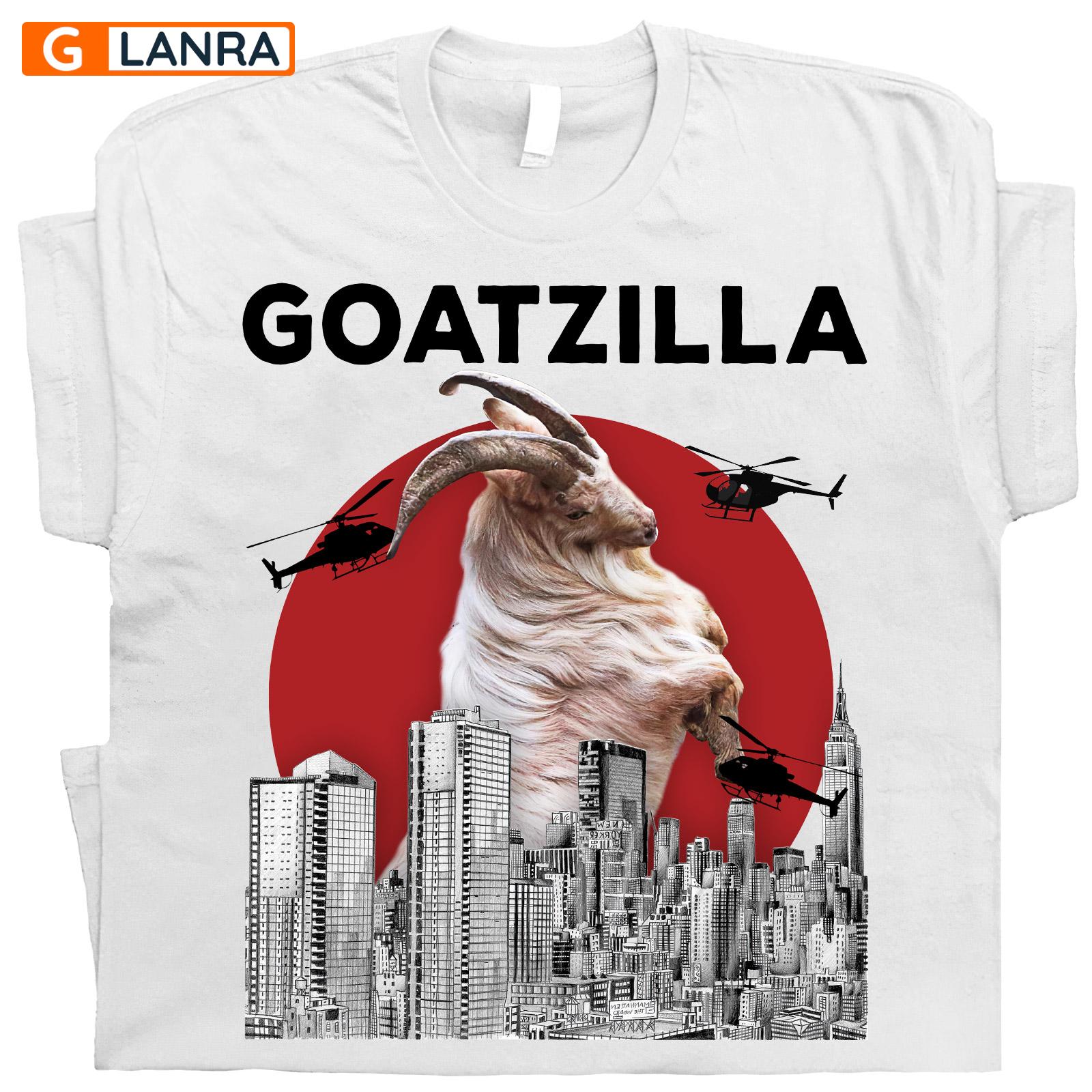 Goatzilla Shirt, Goat Shirt, Goat Farm Shirt, Farm Animal Shirt, Goat With Skyscraper And Helicopter Shirt, T-Shirt, Tee