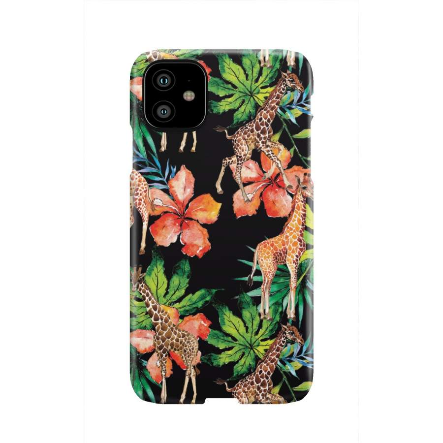 Black Tropical Giraffe Pattern Print Phone Case