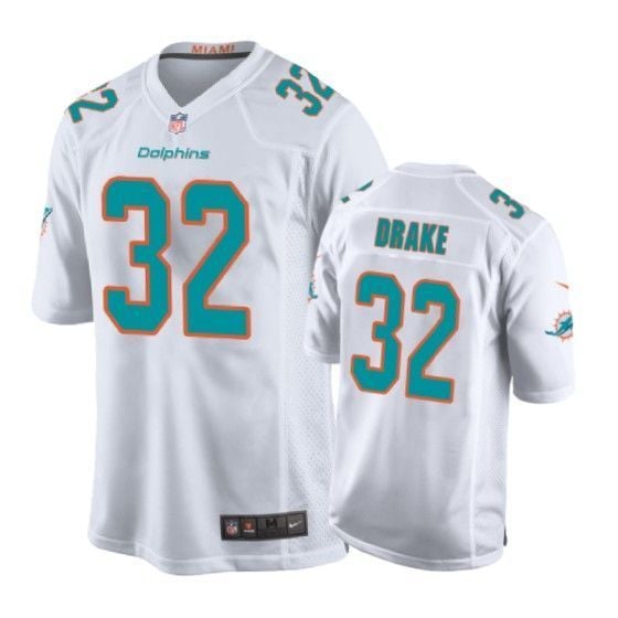 Dolphins Kenyan Drake Game White Mens Jersey