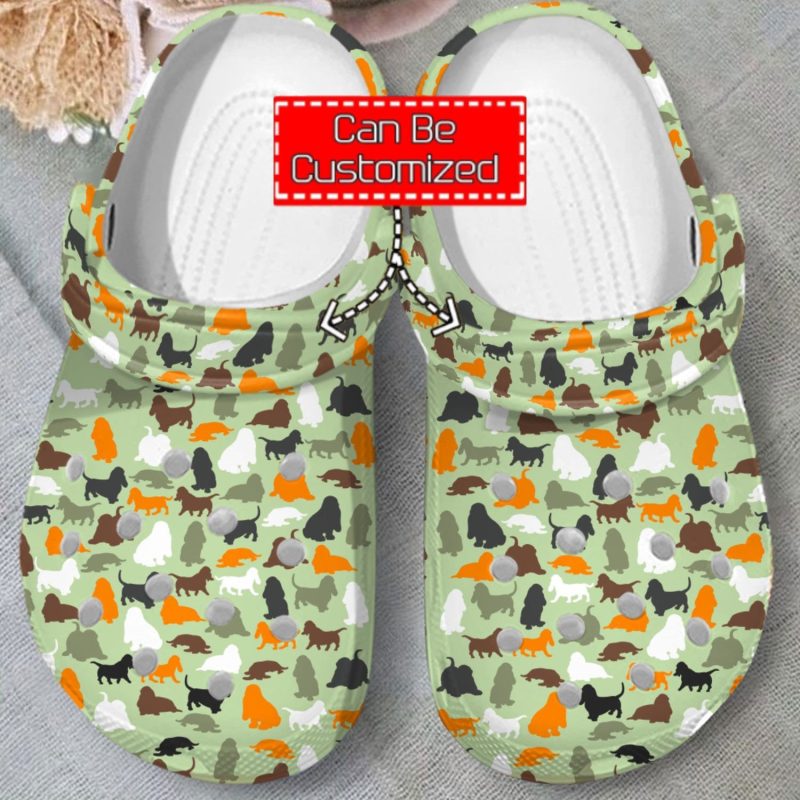 Basset Hound Camo clog Shoes Animal Print