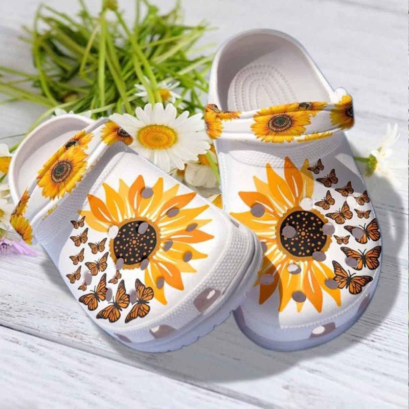 Butterfly Sunflower Shoes Clogs – Be Kind Sunflower Shoes Birthday Gift For Mother Day 2022